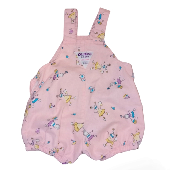 Vintage Oshkosh B'Gosh Vestbak Girl Ice Cream Bubble Overalls Baby Size 3/6M - Picture 2 of 3